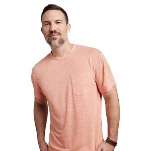 NWT Banana Republic Men's Relaxed 100% Linen T-Shirt Short Sleeve Peach Small